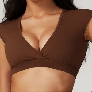 Brown V-Neck Women's Top